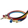 VEVOR AC Manifold Gauge Set for R134a R404A R1234yf R22 Refrigerant, 4 Way AC Gauge with 1.5m Hoses, Adapters, Quick Couplers, Can Taps for Automotive Air Conditioning Maintenance, Charging Evacuation