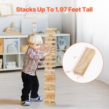 Hračka VEVOR Tumbling Timber Toy 54 bloků Tumble Tower Blocks Hra Borovicová dřevěná bedna