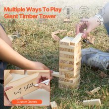 VEVOR Tumbling Timber Toy 54 blocs Tumble Tower Blocks Game Caisse en bois de pin