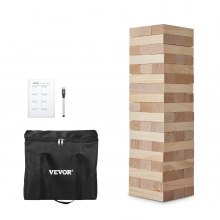 VEVOR Tumbling Timber Toy 54 Blocks Medium Tumble Tower Block Game Pine Wood Bag