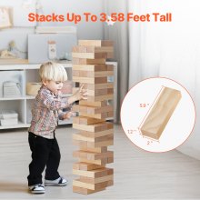 VEVOR Tumbling Timber Toy 54 bloků Velké bubnové věžové bloky Hra Taška z borovicového dřeva