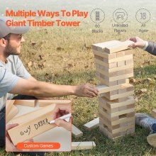 Tumbling Timber Toy 60 Blocks Giant Tumble Tower Blocks Game Pine Wood Box