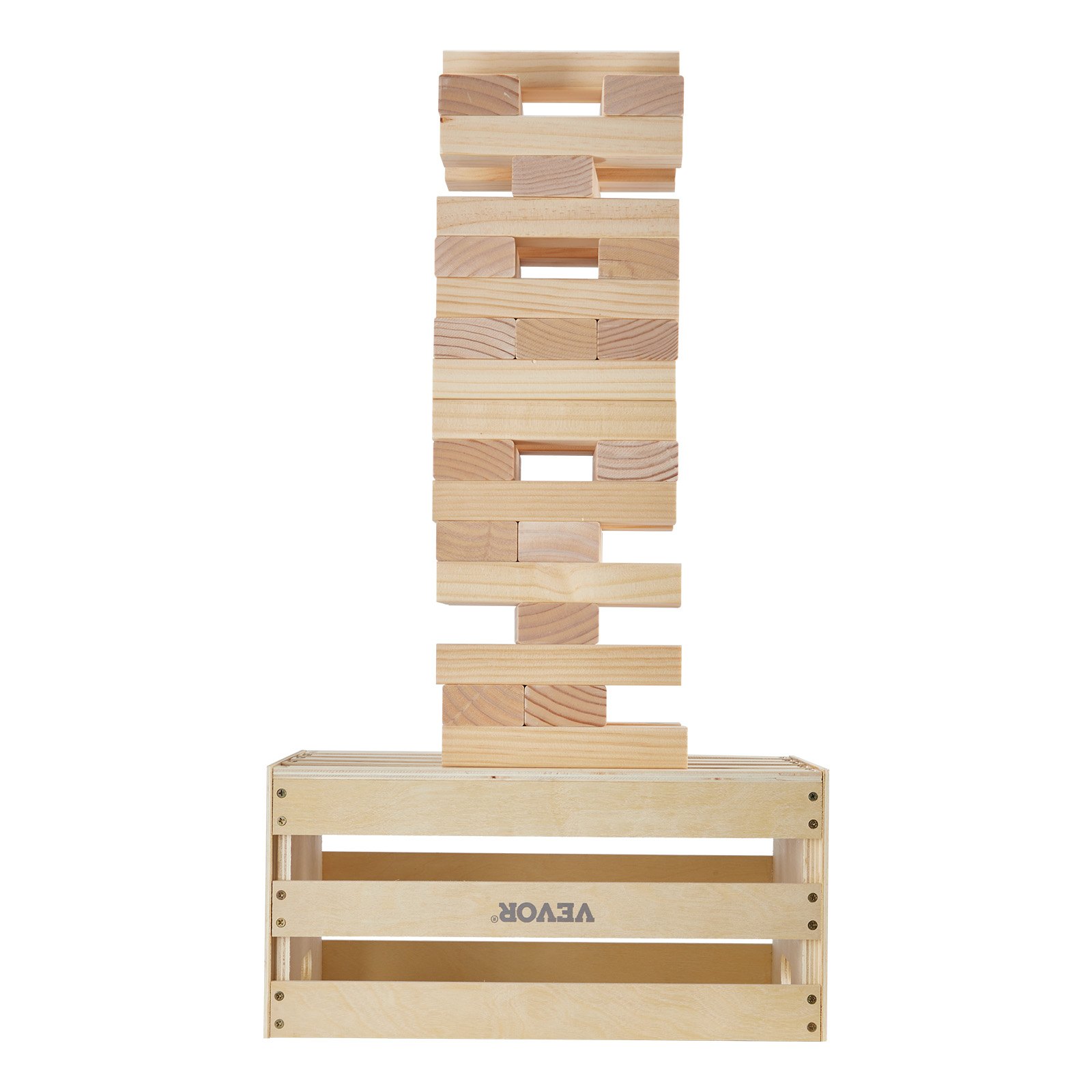VEVOR Tumbling Timber Toy 60 Blocks Giant Tumble Tower Blocks Game Pine Wood Box