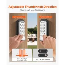 VEVOR Mechanical Keyless Entry Door Lock, 14 Key Mechanical Door Lock, Mechanical Keypad Door Lock with Adjustable Thumb Knob, Single-Side Zinc Alloy Waterproof Keyless Gate Lock, for Home Office