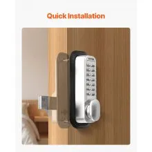 VEVOR Mechanical Keyless Entry Door Lock, 14 Key Mechanical Door Lock, Mechanical Keypad Door Lock with Adjustable Thumb Knob, Single-Side Zinc Alloy Waterproof Keyless Gate Lock, for Home Office
