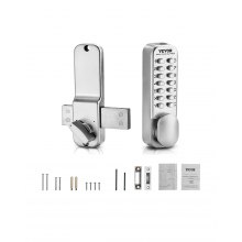 VEVOR Mechanical Keyless Entry Door Lock, 14 Key Mechanical Door Lock, Mechanical Keypad Door Lock with Adjustable Thumb Knob, Single-Side Zinc Alloy Waterproof Keyless Gate Lock, for Home Office