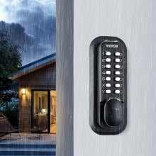 VEVOR Mechanical Keyless Entry Door Lock, 14 Digit Keypad, Water-proof Zinc Alloy, Outdoor Gate Door Locks Set with Surface-mounted Latch, Keypad and Knob, Easy to Install, for Garden, Garage, Yard