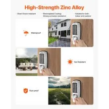 VEVOR Mechanical Keyless Entry Door Lock, 14 Key Mechanical Door Lock with Keys, Mechanical Keypad Door Lock with Handle, Stainless Steel Waterproof Keyless Gate Lock, for Home Office Outdoor Garage