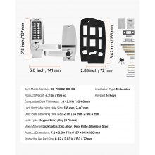 VEVOR Mechanical Keyless Entry Door Lock 14 Key Mechanical Door Lock with Key