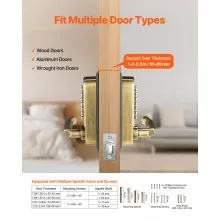 VEVOR Mechanical Keyless Entry Door Lock, 14 Key Mechanical Door Lock, Mechanical Keypad Door Lock with Handle, Double-Sided Stainless Steel Waterproof Keyless Gate Lock, for Home Office Fence Garage
