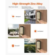 VEVOR Mechanical Keyless Entry Door Lock, 14 Key Mechanical Door Lock, Mechanical Keypad Door Lock with Handle, Double-Sided Stainless Steel Waterproof Keyless Gate Lock, for Home Office Fence Garage