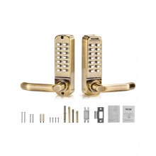 VEVOR Mechanical Keyless Entry Door Lock, 14 Key Mechanical Door Lock, Mechanical Keypad Door Lock with Handle, Double-Sided Stainless Steel Waterproof Keyless Gate Lock, for Home Office Fence Garage