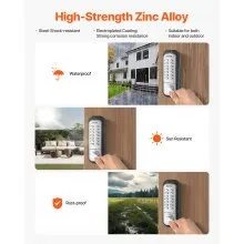 VEVOR Mechanical Keyless Entry Door Lock, 14 Key Mechanical Door Lock, Mechanical Keypad Door Lock with Handle, Stainless Steel Waterproof Keyless Gate Lock, for Home Office Outdoor Fence Garage Yard