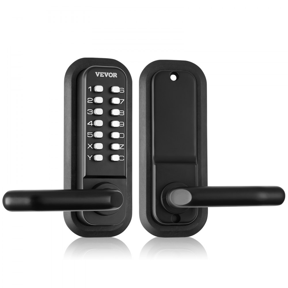 VEVOR Mechanical Keyless Entry Door Lock, 14 Digit Keypad, Water-proof Zinc Alloy, Embedded Outdoor Gate Door Locks Set with Keypad and Handle, Easy to Install, for Garden, Garage, Yard, Storage Shed