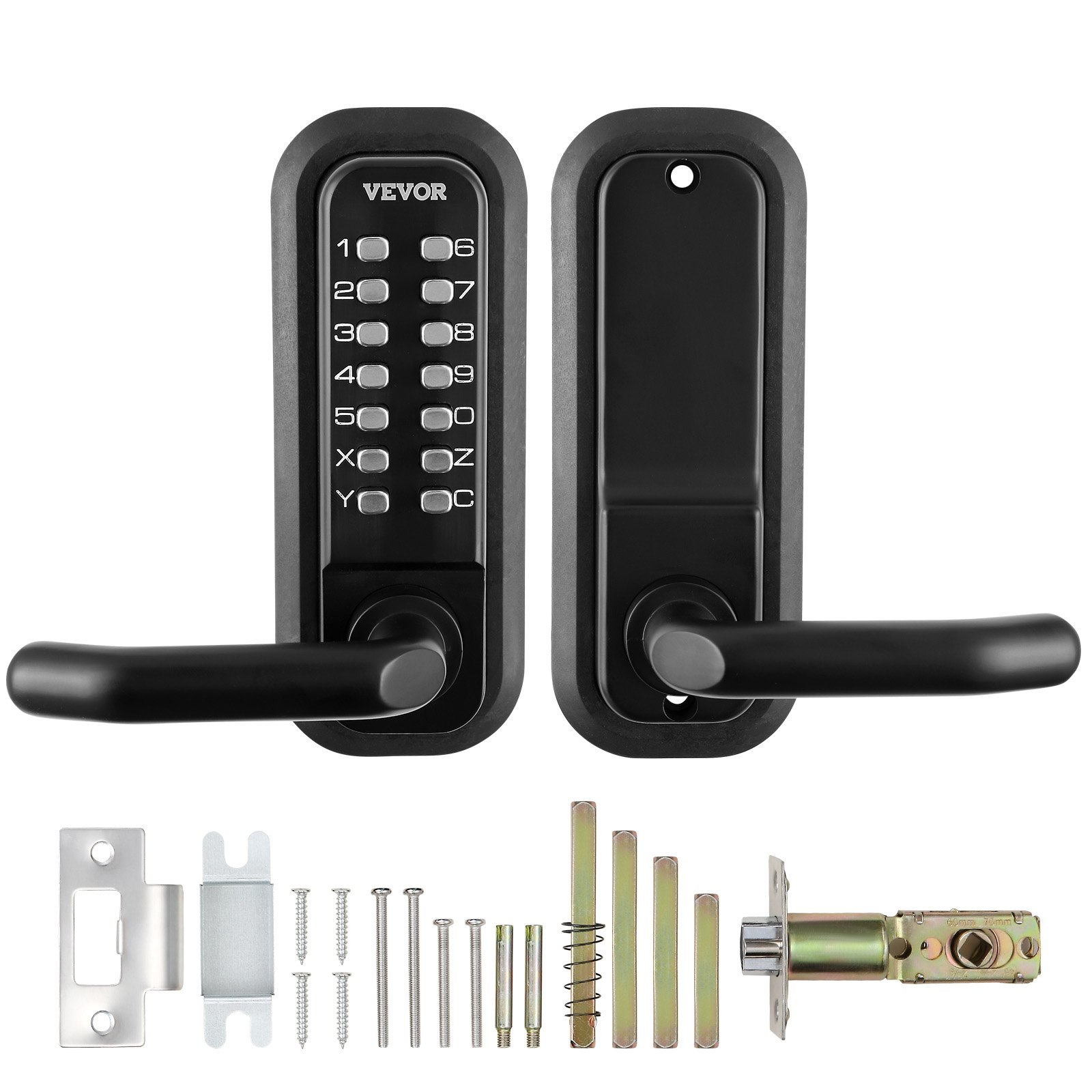 VEVOR Mechanical Keyless Entry Door Lock, 14 Digit Keypad, Embedded Outdoor Gate Door Locks Set with Keypad and Handle, Water-proof Zinc Alloy, Easy to Install, for Garden, Garage, Storage Shed, Yard