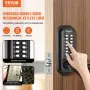 VEVOR keyless entry door lock on wooden door with numeric keypad, showcasing security features.