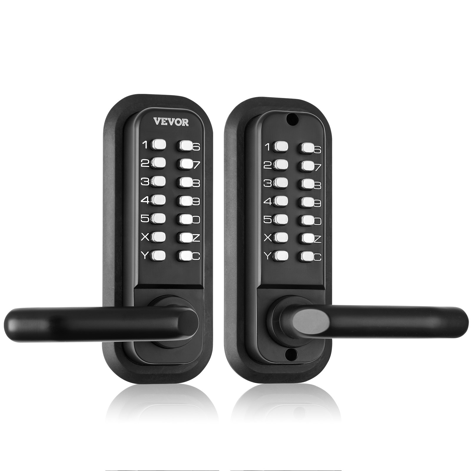 VEVOR Mechanical Keyless Entry Door Lock, 14 Digit Keypad, Water-proof Zinc Alloy, Double-sided Embedded Outdoor Gate Door Locks Set with Keypad and Handle, Easy to Install, for Garden, Garage, Yard