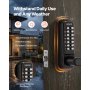 Cerradura mecánica sin llave VEVOR, actualización de código 2.0, código de 4 a 7 dígitos, cerradura de puerta con teclado de combinación de un solo lado con pulsador y manija, bloqueo automático, para interiores o exteriores, bronce aceitado.