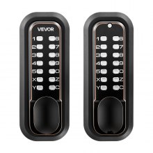 VEVOR Mechanical Keyless Entry Door Lock, 2.0 Code Upgrade, 4-7 Digits Code, Double-Sided Push Button Combination Mechanical Keypad Door Knob, Auto Locking, for Indoor or Outdoor, Oil-Rubbed Bronze
