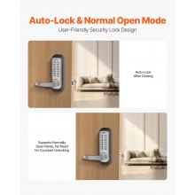 VEVOR Mechanical Keyless Entry Door Lock 14 Key Mechanical Keypad Lock Sliver