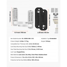 VEVOR Mechanical Keyless Entry Door Lock 14 Key Mechanical Keypad Lock Sliver