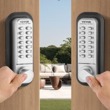 Mechanical Keyless Entry Door Lock 14 Key Mechanical Keypad Lock for Home Sliver