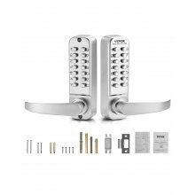 Mechanical Keyless Entry Door Lock 14 Key Mechanical Keypad Lock for Home Sliver