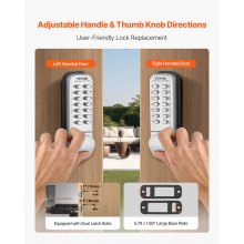 Mechanical Keyless Entry Door Lock 14 Key Mechanical Keypad Door Knob Stainless