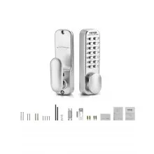 VEVOR Mechanical Keyless Entry Door Lock, 14 Key Mechanical Door Lock, Mechanical Keypad Door Knob, Single-Side Stainless Steel Waterproof Keyless Gate Lock, for Home Office Outdoor Fence Garage Yard