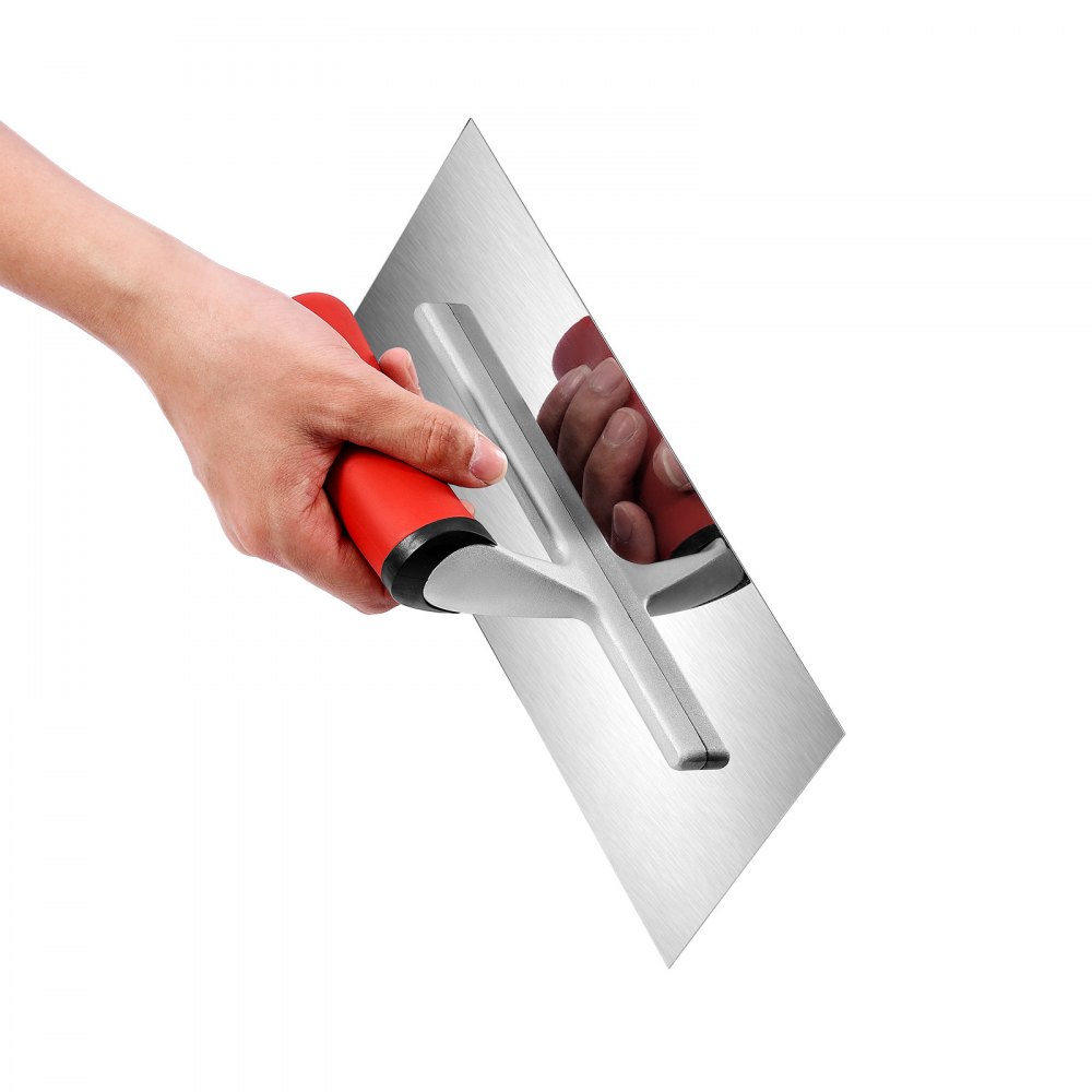VEVOR Tile Tools, Stainless Steel Flat Finishing Trowel, 10.9 x 4.4 in Concrete Cement Drywall Plastering Tile Masonry Construction Hand Tools with Handle, for Apply, Spread, Flatten, Smooth, Polish