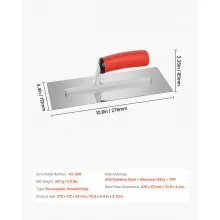 Tile Tools Stainless Steel Flat Finishing Trowel 10.9x4.4in Concrete