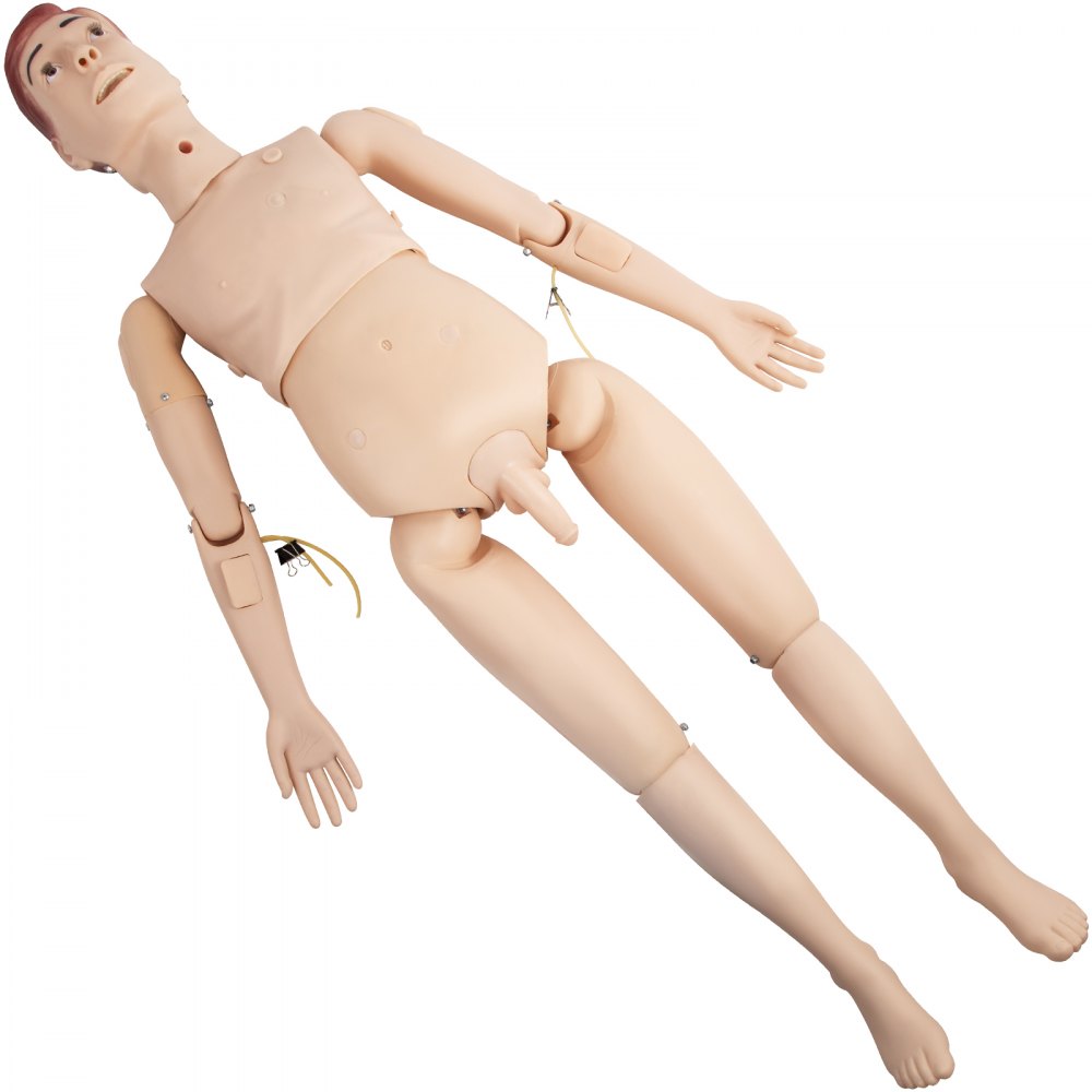 VEVOR Nursing Training Manikin, Demonstration Human Manikin for Nursing Training, Life Size Multifunctional Education Teaching Model, 170 cm Male PVC Anatomical Mannequin, Body Care Simulator Model