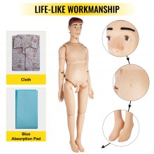 VEVOR sykepleieropplæringsdukke, demonstrasjonsmanikk for sykepleieropplæring, multifunksjonell utdanningsmodell i naturlig størrelse, 170 cm anatomisk mannequin av PVC, simulatormodell for kroppspleie