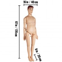 VEVOR figurína pro výcvik ošetřovatelství, ukázková lidská figurína pro výcvik ošetřovatelství, model pro výuku multifunkčního vzdělávání v životní velikosti, 170 cm mužský anatomický manekýn z PVC, model simulátoru péče o tělo