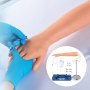 phlebotomist using VEVOR phlebotomy practice kit with included practice arm, iv stand, and accessories.