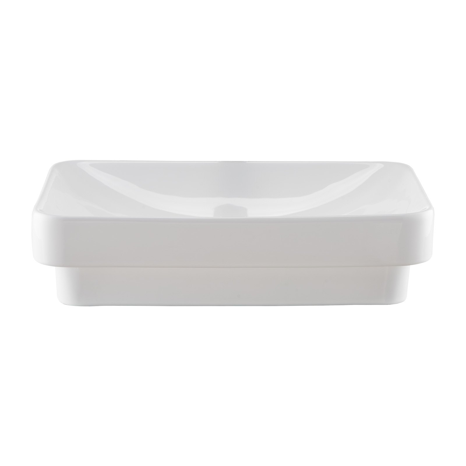 VEVOR Semi Recessed Bathroom Sink, 19.29 x 12.01 Inch Rectangular White Ceramic Vessel Sink with 1-3/4 Inch Drain Hole, Drop in Modern Lavatory Vanity Bath Wash Bowl Basin, Rectangle for Small Space