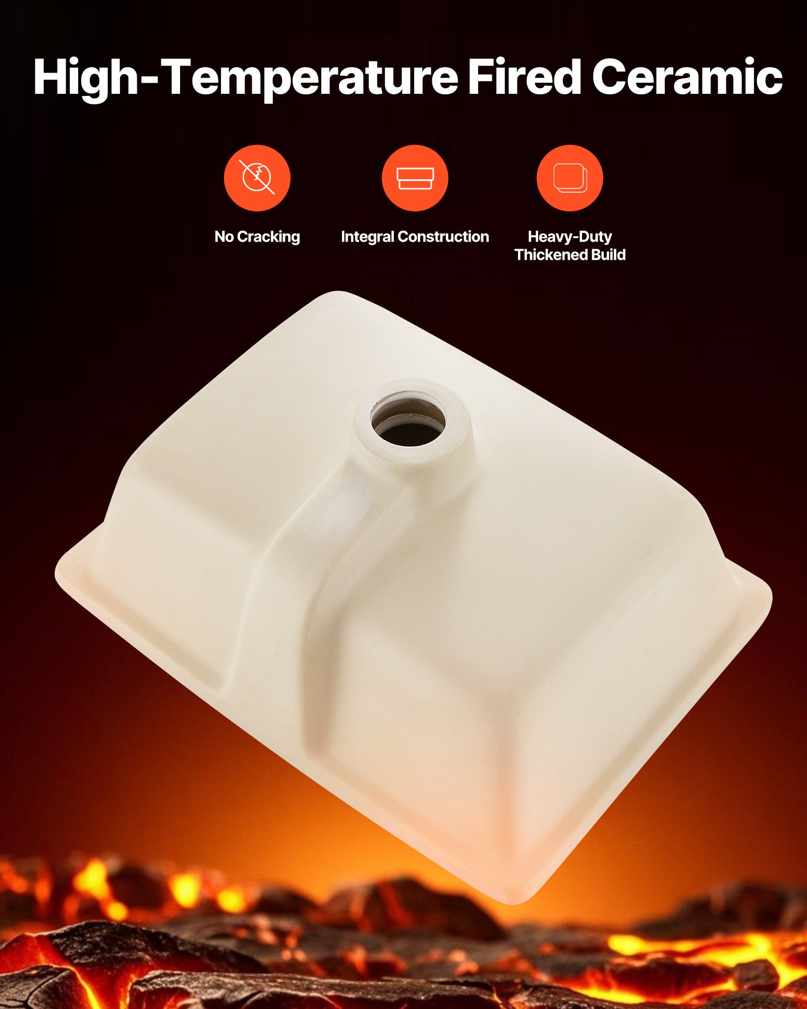 VEVOR Undermontert baderomsvask, 400 x 305 mm rektangulær hvit keramisk vask med overløpshull, nedfellbar under benk, moderne toalettservant, rektangulær for liten plass