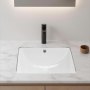 VEVOR Undermount Bathroom Sink, 460 x 330 mm Rectangular White Ceramic Vessel Sink with Overflow Hole, Under Counter Drop in Modern Lavatory Vanity Bath Wash Bowl Basin, Rectangle for Small Space