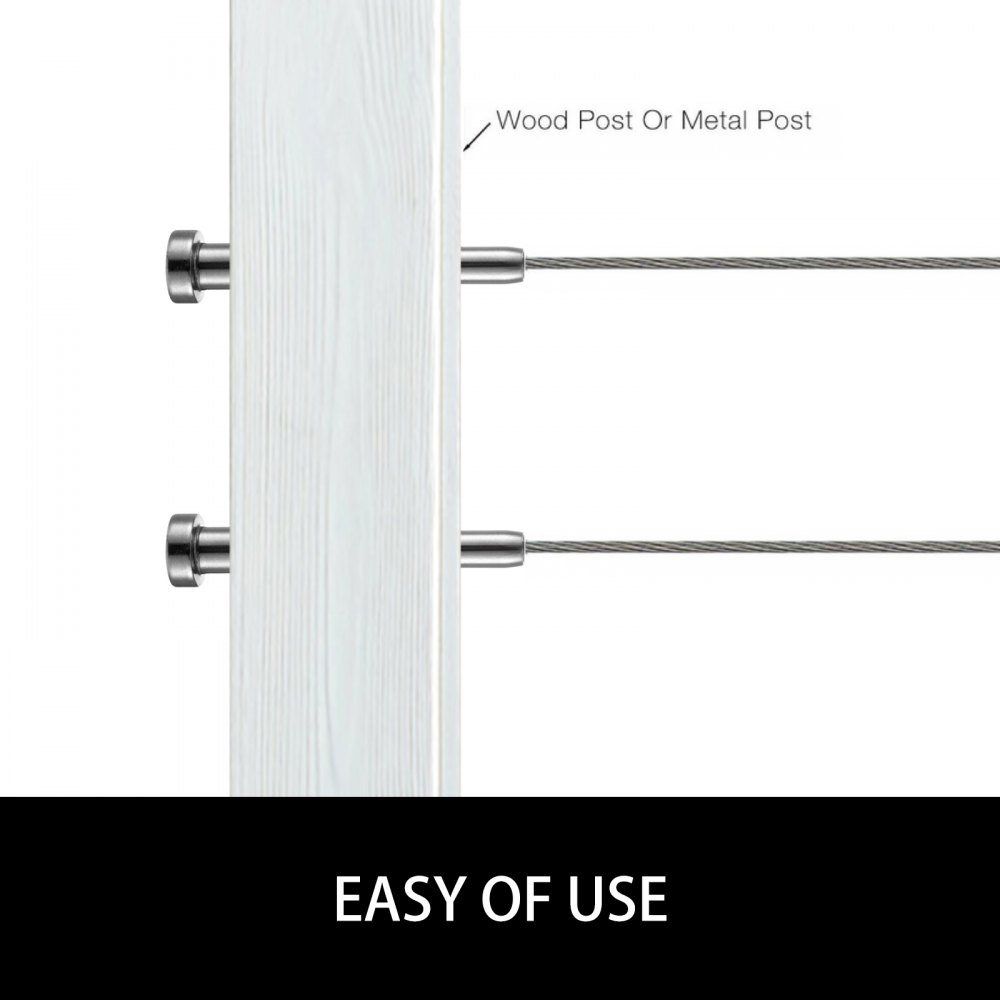 VEVOR Cable Railing Swage 3/16 Inch Stainless Steel Railing 104 Pack SS316 Hand Swage Threaded Stud Tension End Fitting Terminal Cable Railing Kit for Stair Deck Railing Wood & Metal Post