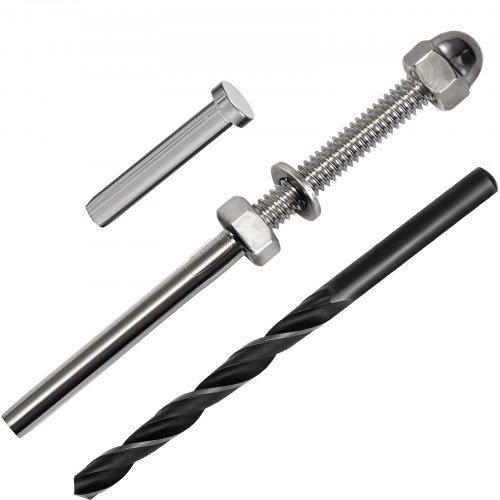 VEVOR 12 Packs Cable Railing Kit, T316 Stainless Steel Swage Threaded Stud, Fitting 1/8'' Stainless Steel Cable Railing System, Terminal Tensioner for Stair Deck Railing, Wood and Metal Post