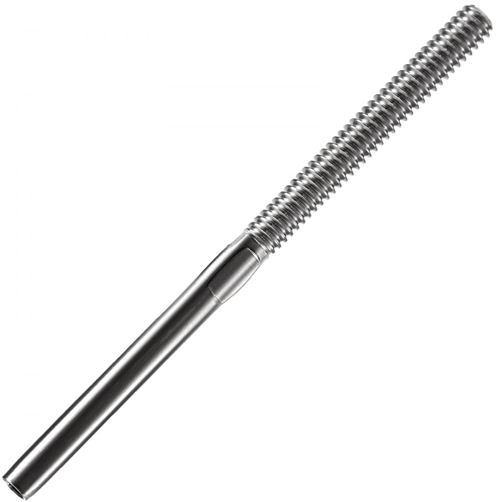 VEVOR 12 Packs Cable Railing Kit, T316 Stainless Steel Swage Threaded Stud, Fitting 1/8'' Stainless Steel Cable Railing System, Terminal Tensioner for Stair Deck Railing, Wood and Metal Post