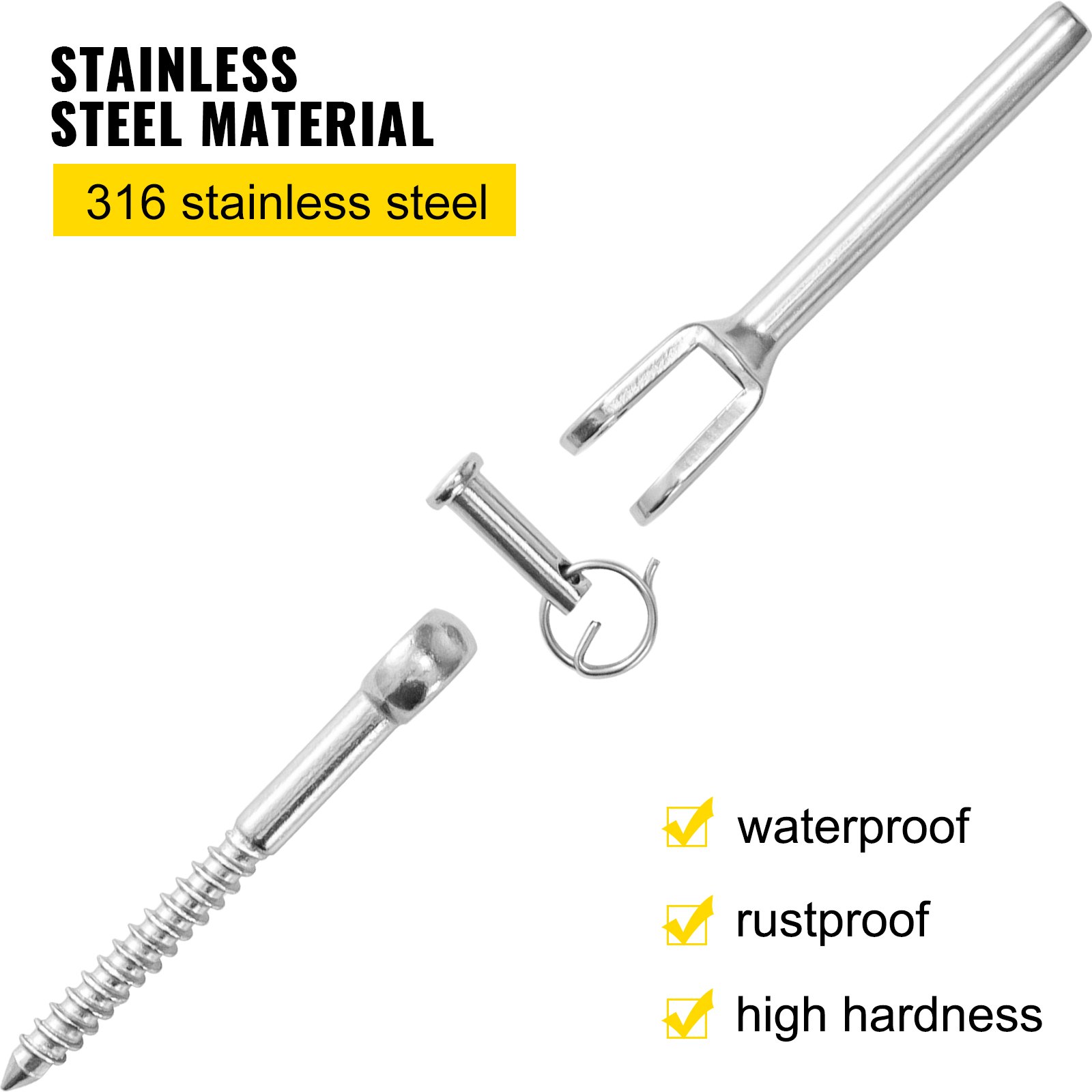 VEVOR 12 Pack Cable Railing Kit Stainless Steel DIY Rope Swage/Jaw Turnbuckle