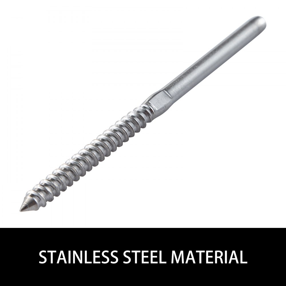 VEVOR 205 Pack Cable Railing Swage Stainless Steel Railing SS316 Hand Swage Threaded Stud Tension End Fitting for 1/8 Inch Terminal Cable Railing Kit for Stair Deck Railing Wood and Metal Post