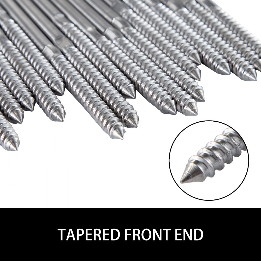 VEVOR 205 Pack Cable Railing Swage Stainless Steel Railing SS316 Hand Swage Threaded Stud Tension End Fitting for 1/8 Inch Terminal Cable Railing Kit for Stair Deck Railing Wood and Metal Post