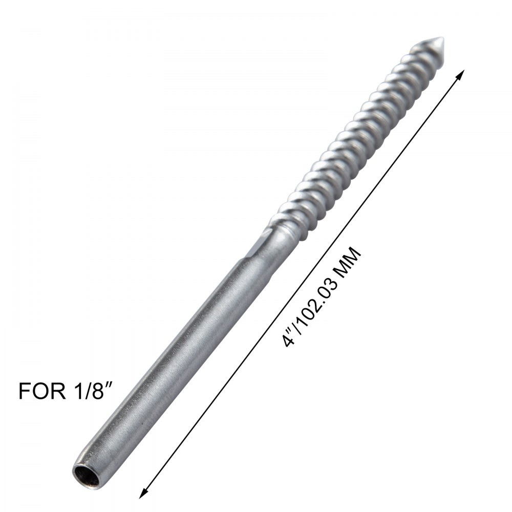 VEVOR 205 Pack Cable Railing Swage Stainless Steel Railing SS316 Hand Swage Threaded Stud Tension End Fitting for 1/8 Inch Terminal Cable Railing Kit for Stair Deck Railing Wood and Metal Post