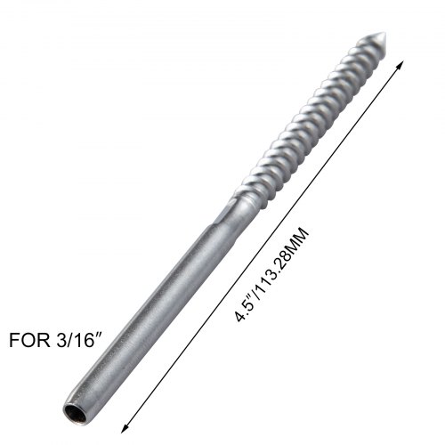 thumbnail image 2 of 316 Stainless Steel Lag Stud Hand Swage Fitting For Cable Railing – 1/8" Cable 2 of 5
