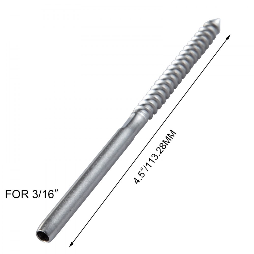VEVOR 205 Pack Cable Railing Swage 3/16 pulgadas Barandilla de acero inoxidable SS316 Hand Swage Roscado Stud Tension End Fitting Terminal Cable Railing Kit para Escalera Cubierta Barandilla Poste de madera y metal