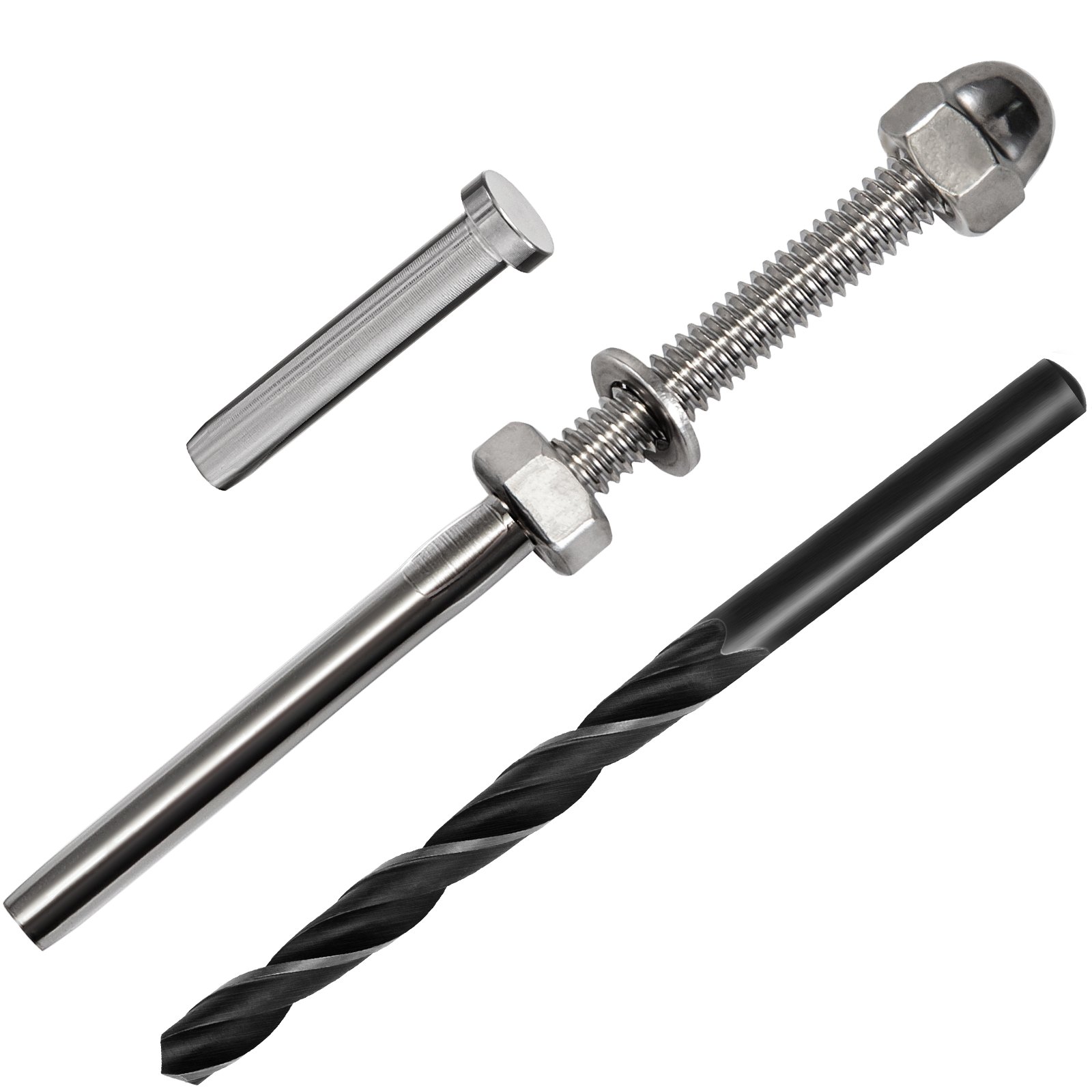 VEVOR 22 Packs Cable Railing Kit, T316 Stainless Steel Swage Threaded Stud, Fitting 1/8'' Stainless Steel Cable Railing System, Terminal Tensioner for Stair Deck Railing, Wood and Metal Post