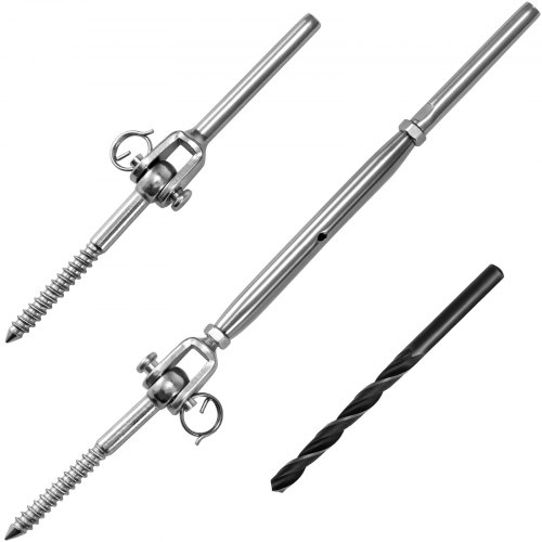 VEVOR Cable Railing Kit, 32 Packs T316 Stainless Steel Jaw Swage Turnbuckle, Fitting 1/8'' Cable Railing System, Fork Jaw End Fitting for Stair Deck Railing, 180° Adjustable Railing Hardware