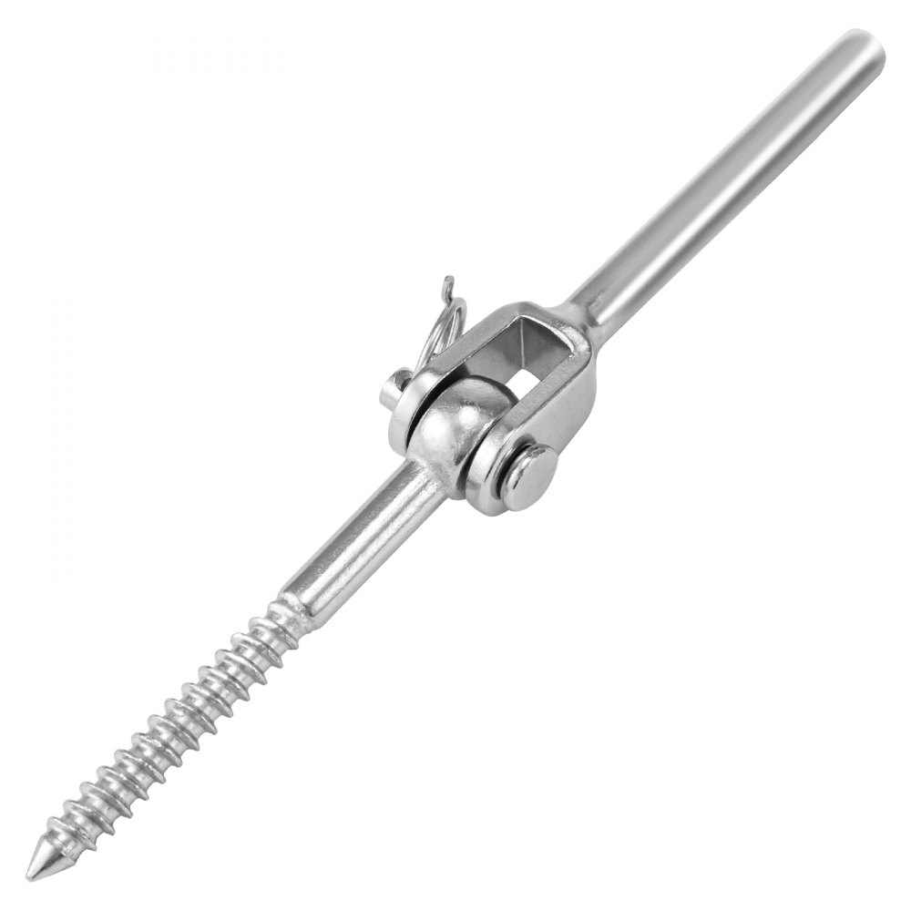 VEVOR Cable Railing Kit, 32 Packs T316 Stainless Steel Jaw Swage Turnbuckle, Fitting 1/8'' Cable Railing System, Fork Jaw End Fitting for Stair Deck Railing, 180° Adjustable Railing Hardware